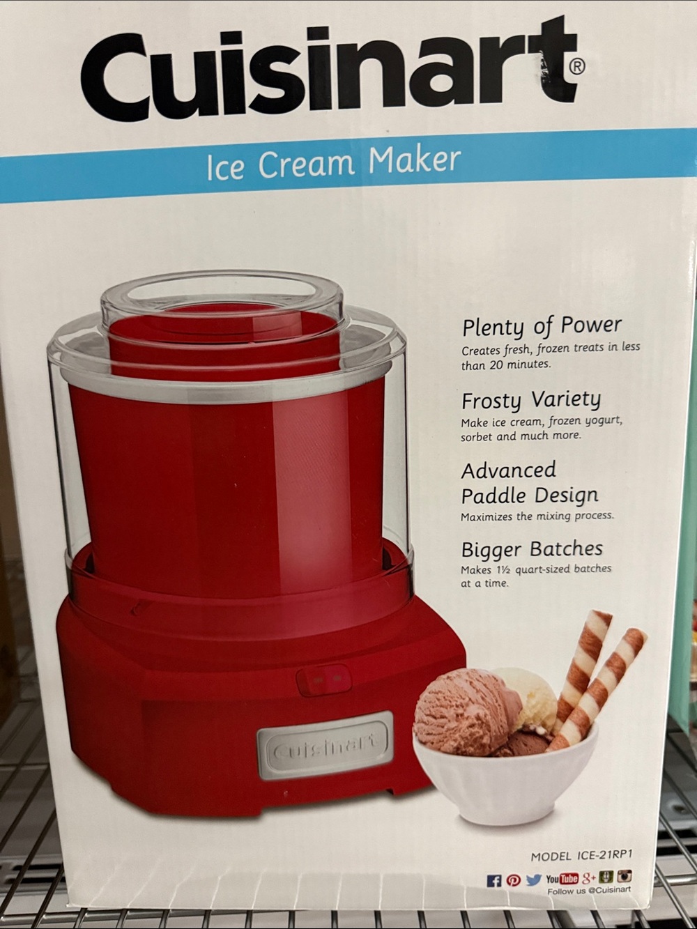 Cuisinart Red Ice Cream Maker with Clear Lid